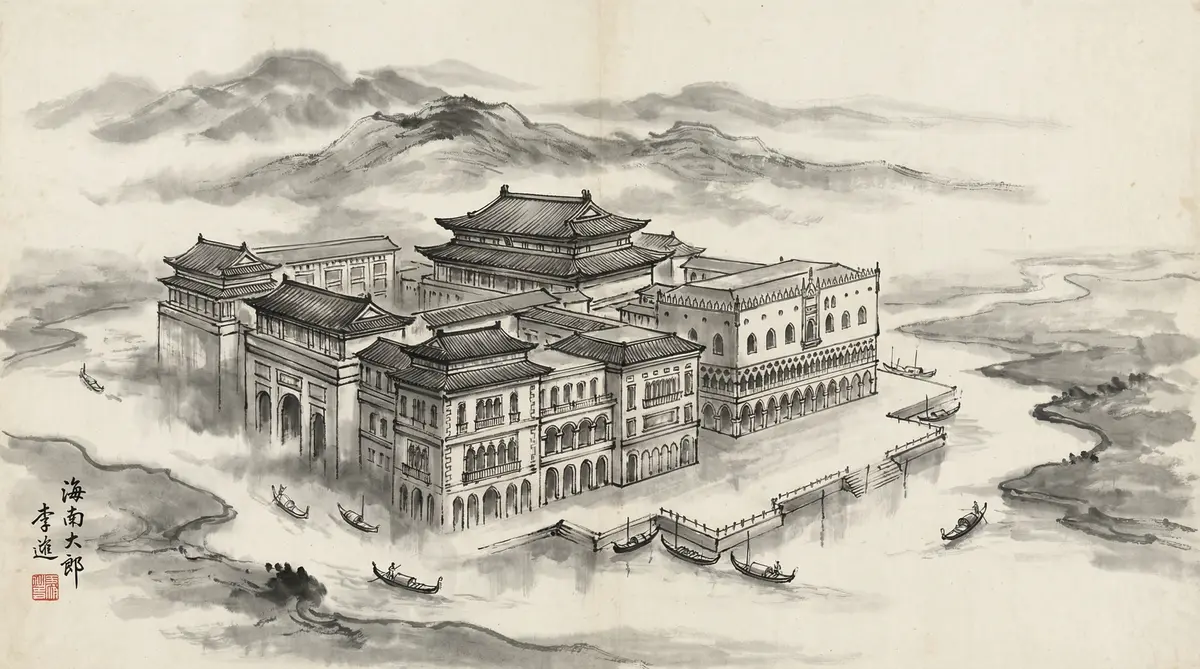 新葡京金沙国际度假村水墨画全景