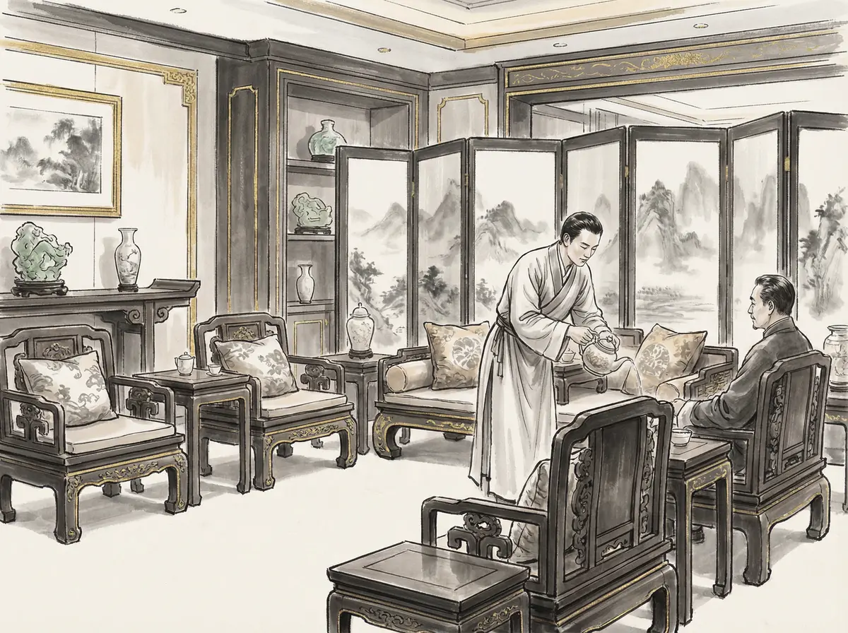 新葡京VIP贵宾厅水墨画展示奢华博弈空间